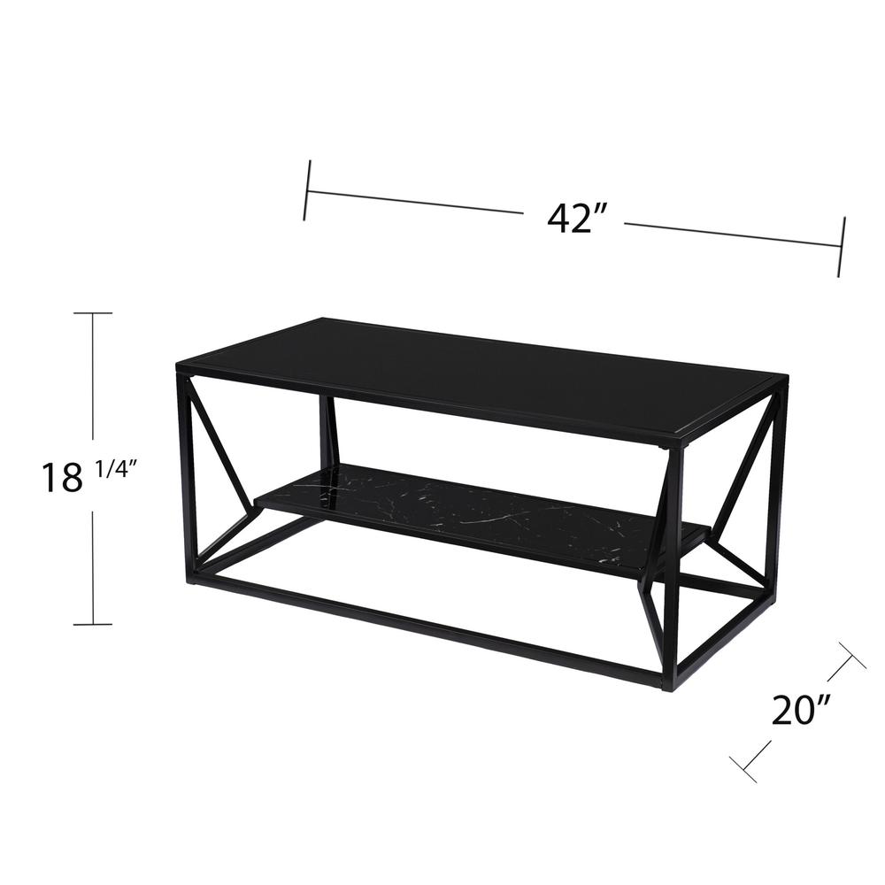 42" Black Glass And Metal Rectangular Coffee Table. Picture 5