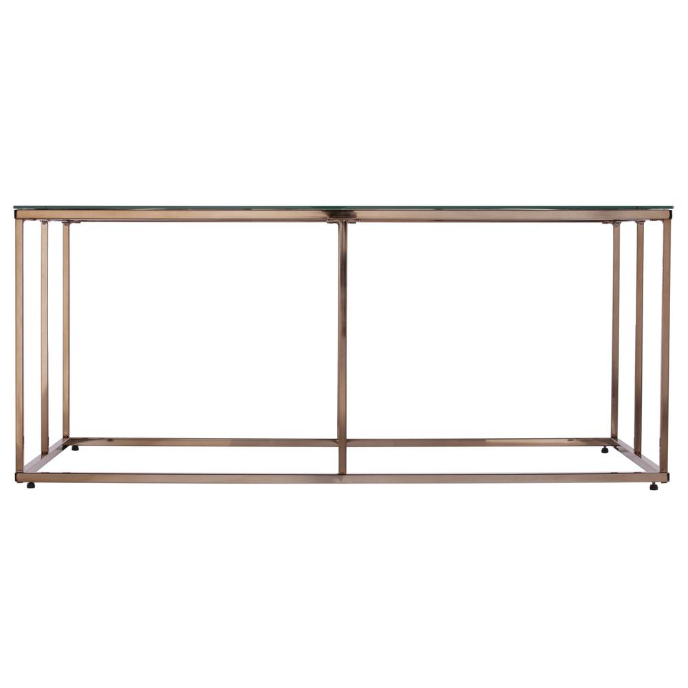 42" Champagne Glass And Metal Geometric Coffee Table. Picture 1