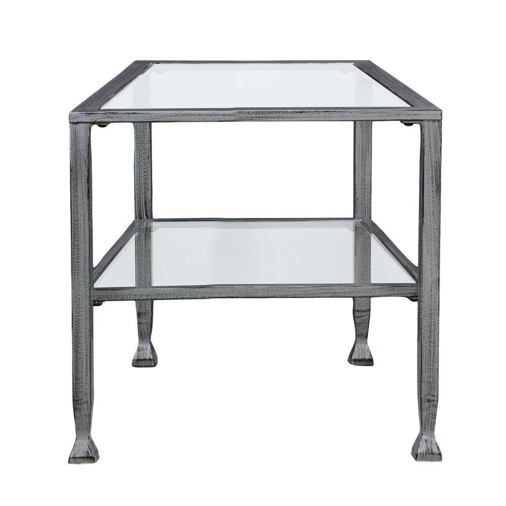 48" Silver Glass And Metal Rectangular Coffee Table. Picture 4