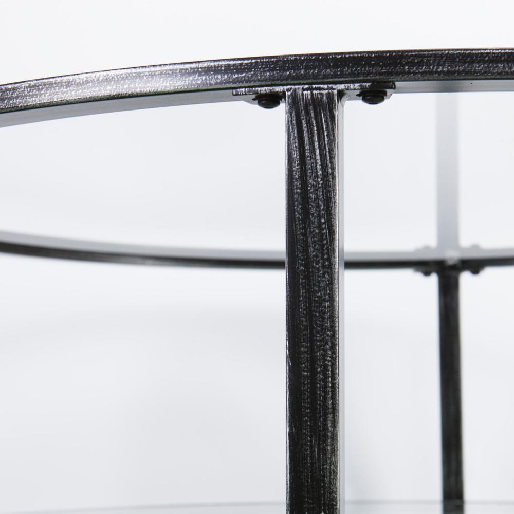 36" Black Glass And Metal Round Coffee Table. Picture 9