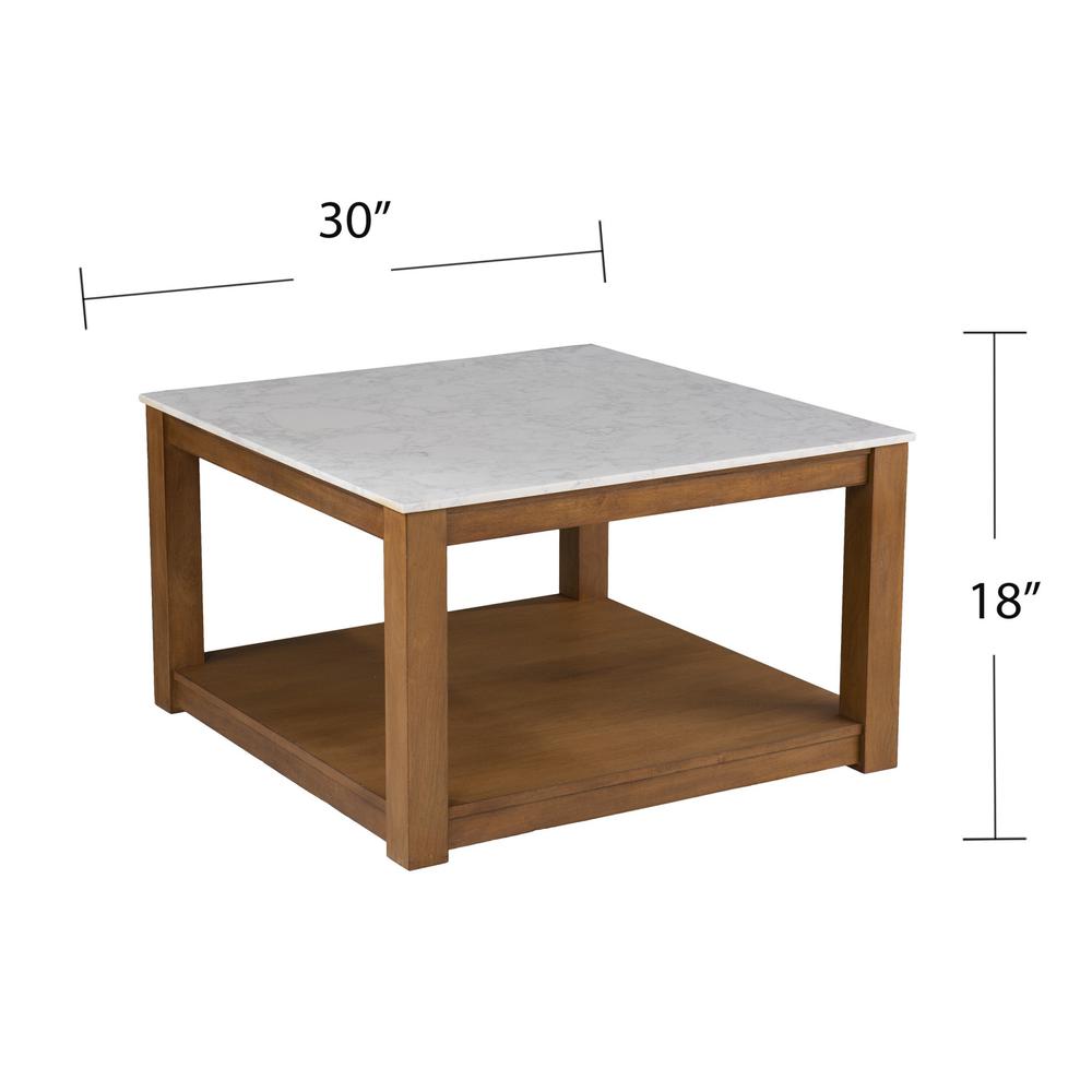 30" Natural And Natural Brown Solid Manufactured Wood Square Coffee Table. Picture 6
