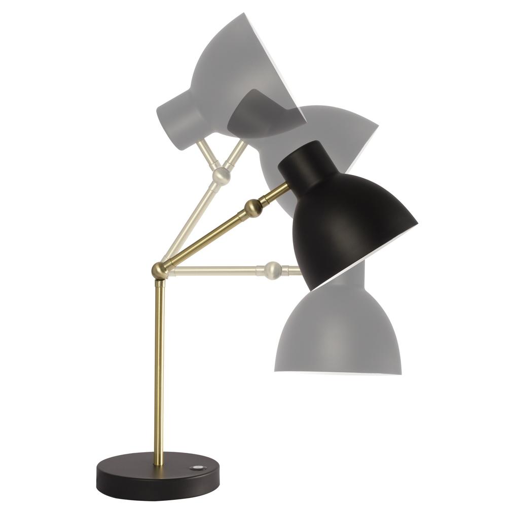 Matte Black and Gold Mod LED Adjustable Desk Lamp. Picture 3