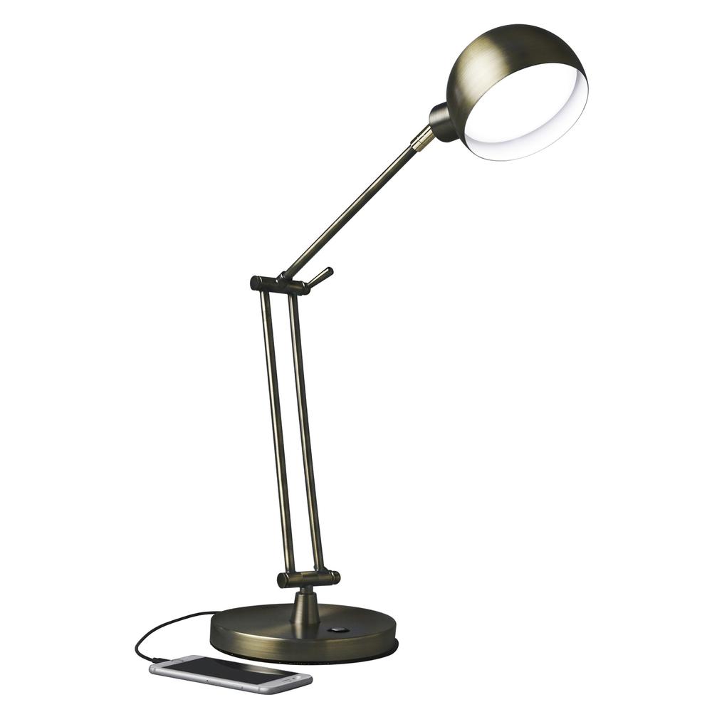 Shiny Satin Brass LED Adjustable Desk Lamp. Picture 8