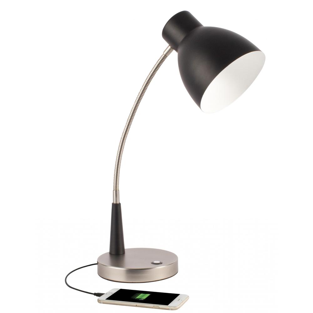 Black Matte and Silver LED Adjustable Desk Lamp. Picture 1