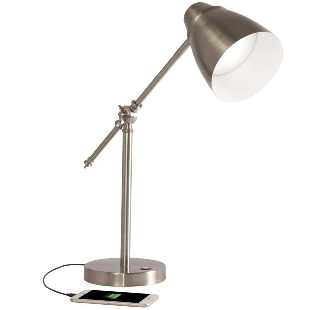 Brushed Silver LED Adjustable Desk Lamp. Picture 7