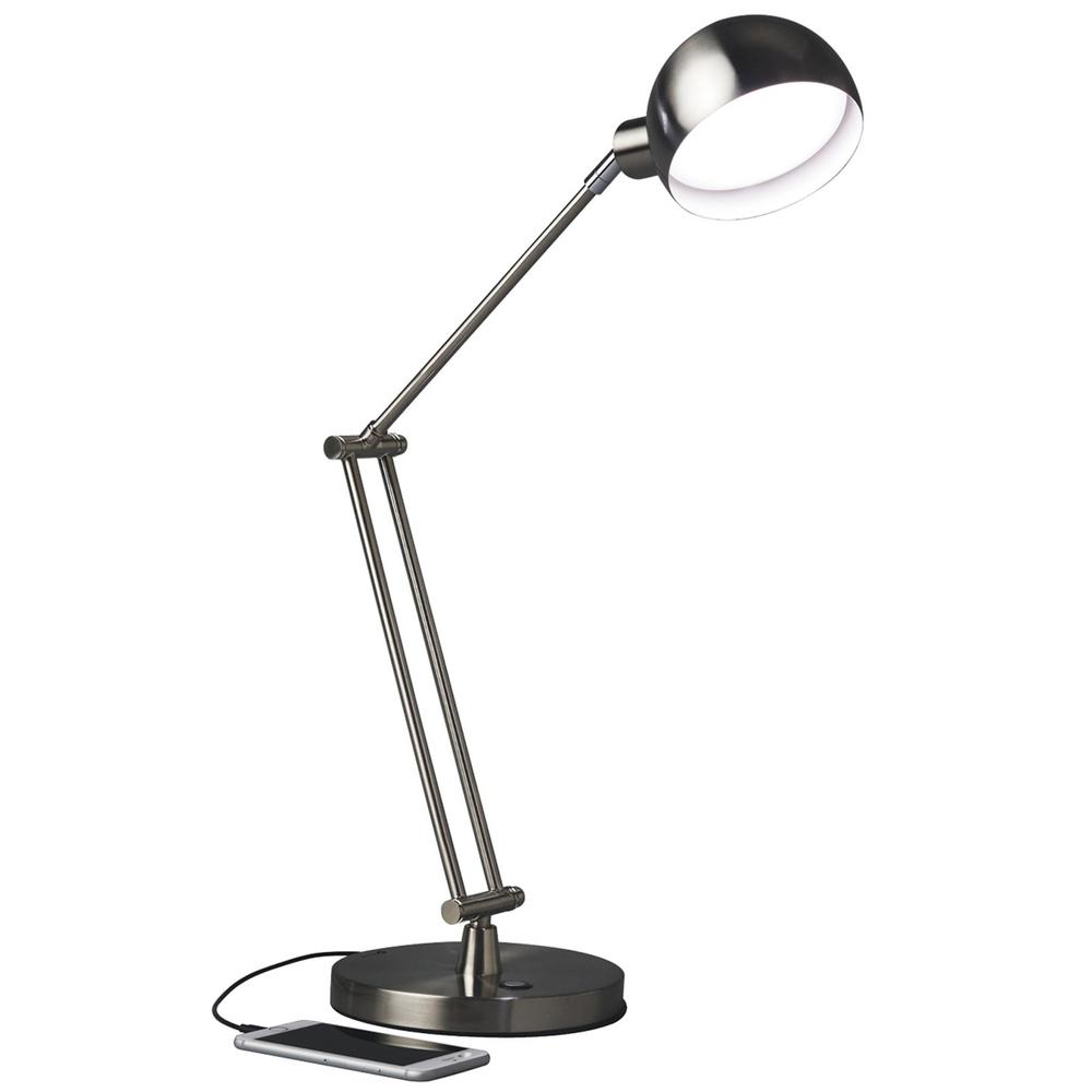 Brushed Nickel LED Adjustable Desk Lamp. Picture 1