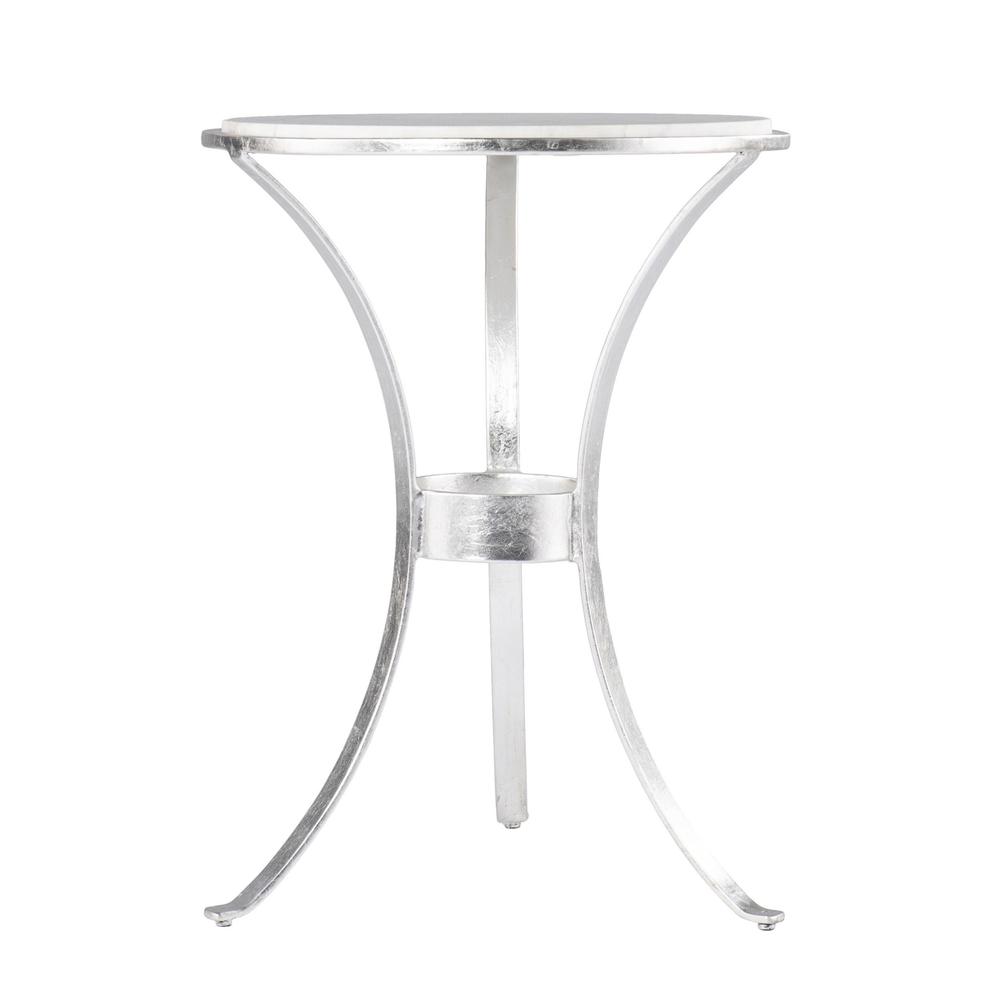 23" Silver And White Marble Curvy Leg Round End Table. Picture 4