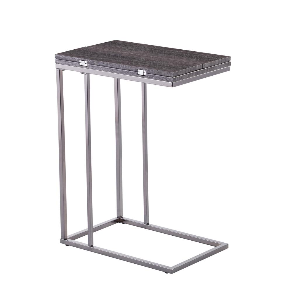 25" Silver And Gray Expandable Rectangular End Table. Picture 1