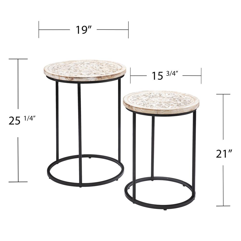 Set Of Two 25" White Solid Wood And Iron Square End Tables. Picture 5