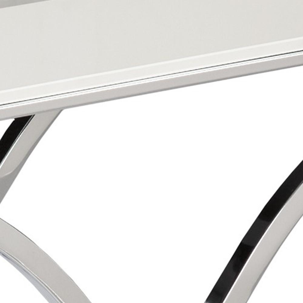 42" Silver Mirrored Glass Cross Leg Console Table. Picture 3