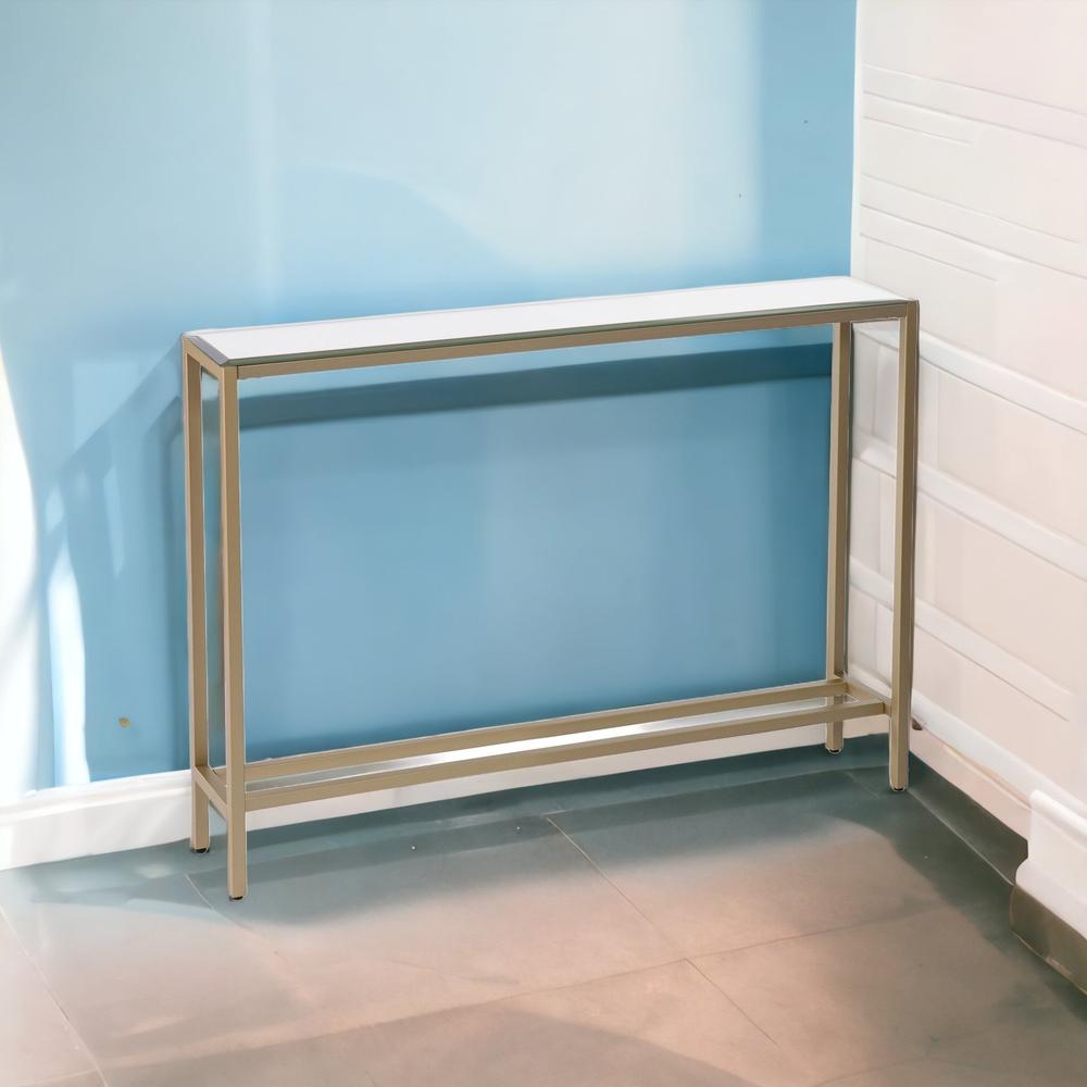 36" Silver and Gold Mirrored Glass Console Table. Picture 7