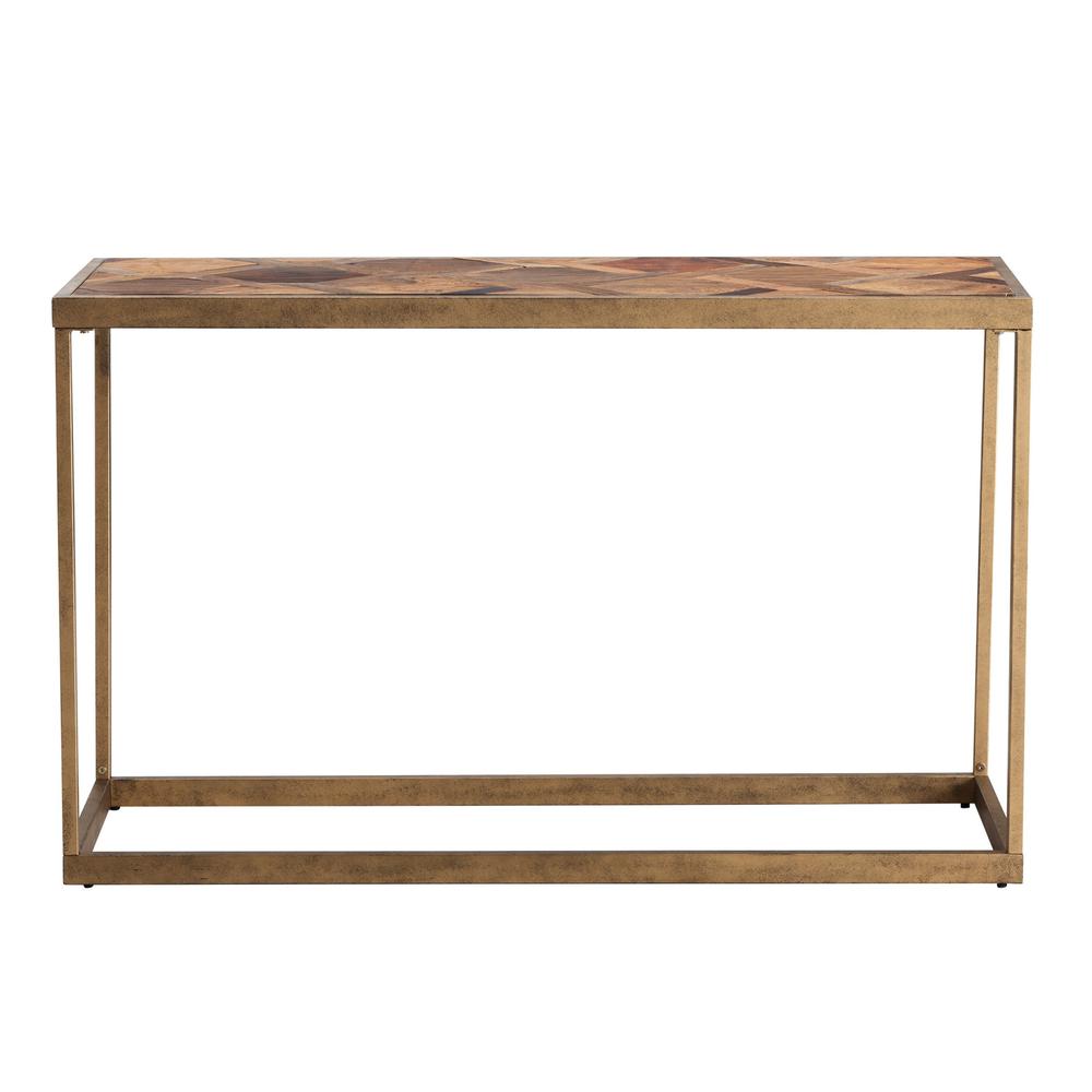 48" Natural Reclaimed Wood and Metal Frame Console Table. Picture 1