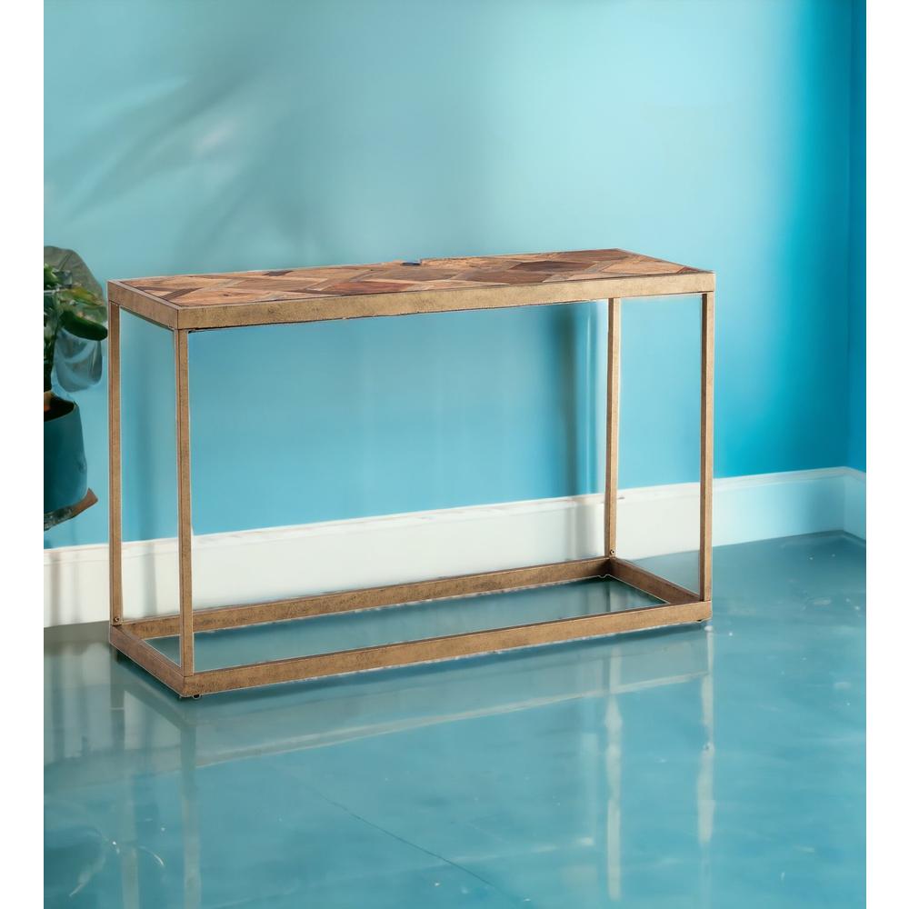 48" Natural Reclaimed Wood and Metal Frame Console Table. Picture 6