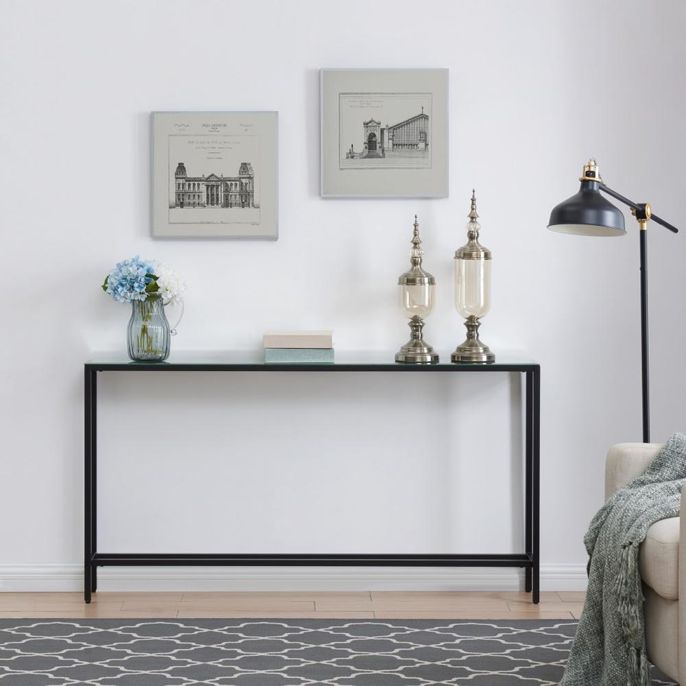 56" Black Mirrored Glass Console Table. Picture 7