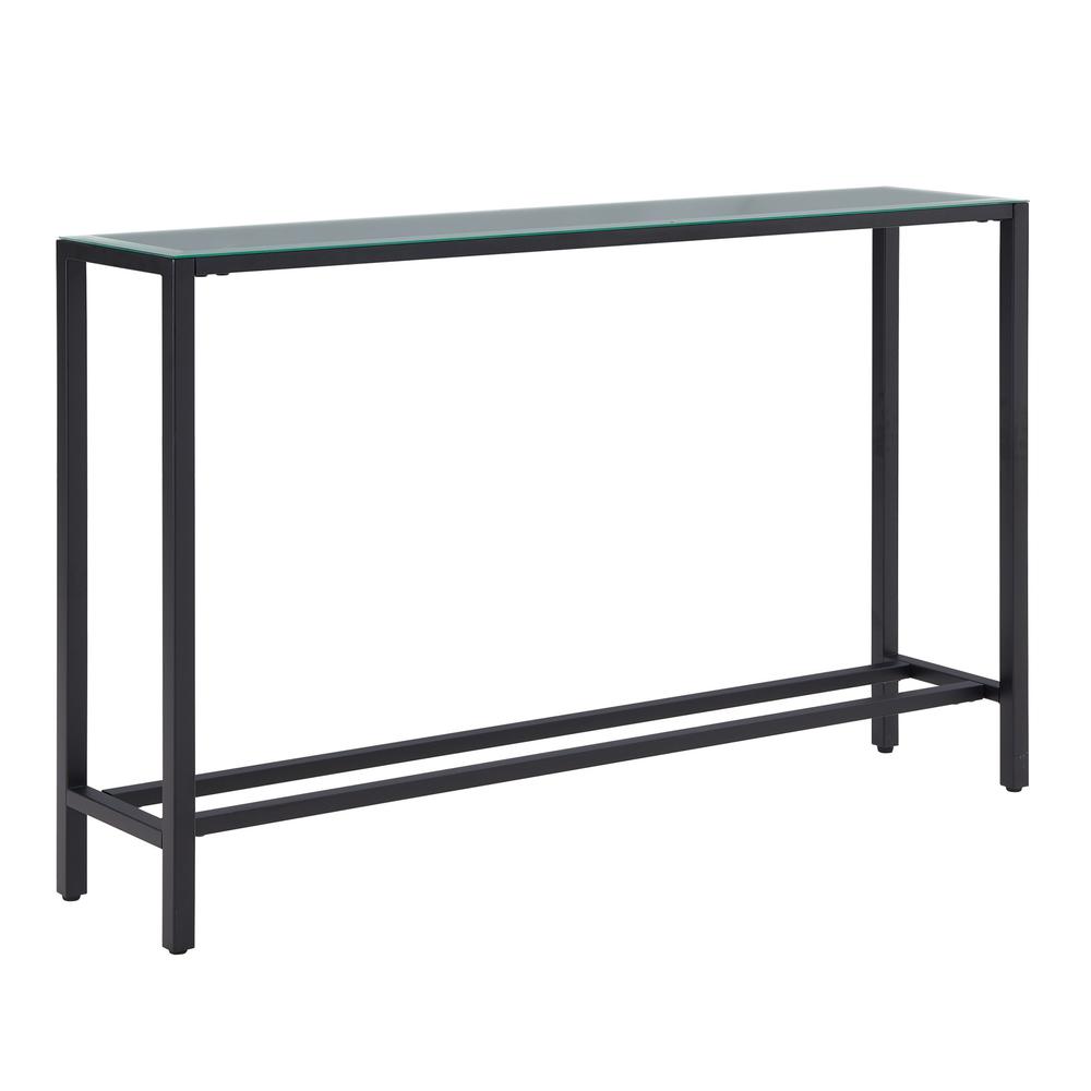 56" Black Mirrored Glass Console Table. Picture 2