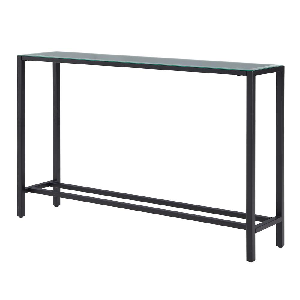 56" Black Mirrored Glass Console Table. Picture 4
