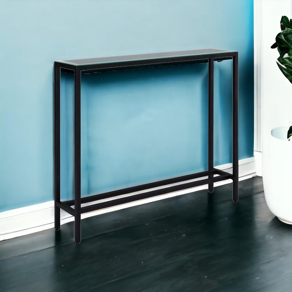 36" Black Mirrored Glass Console Table. Picture 5