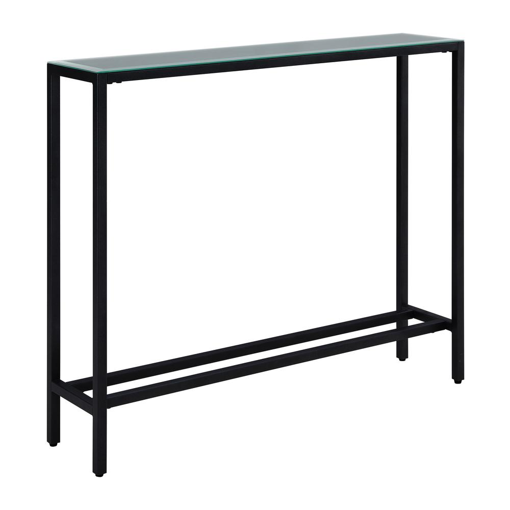 36" Black Mirrored Glass Console Table. Picture 1