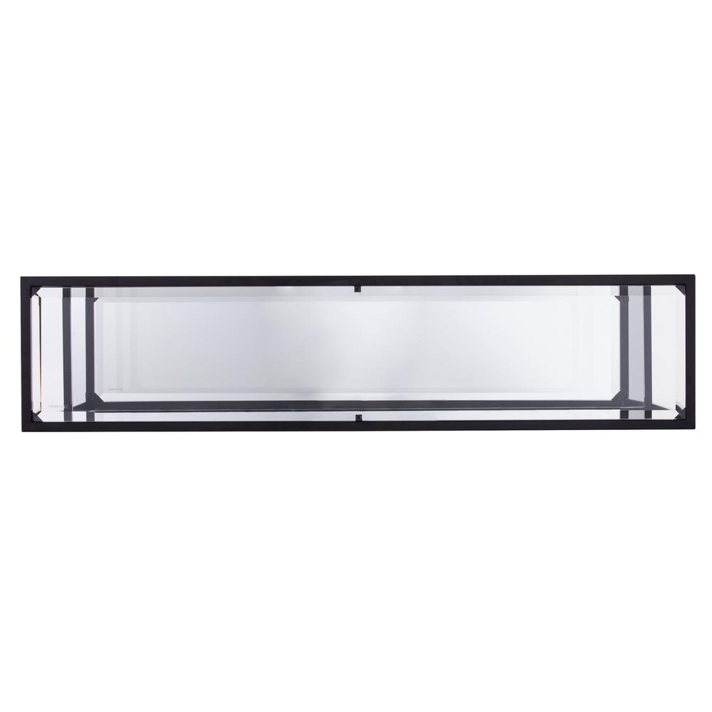 52" Clear and Black Glass Mirrored Frame Console Table With Storage. Picture 4
