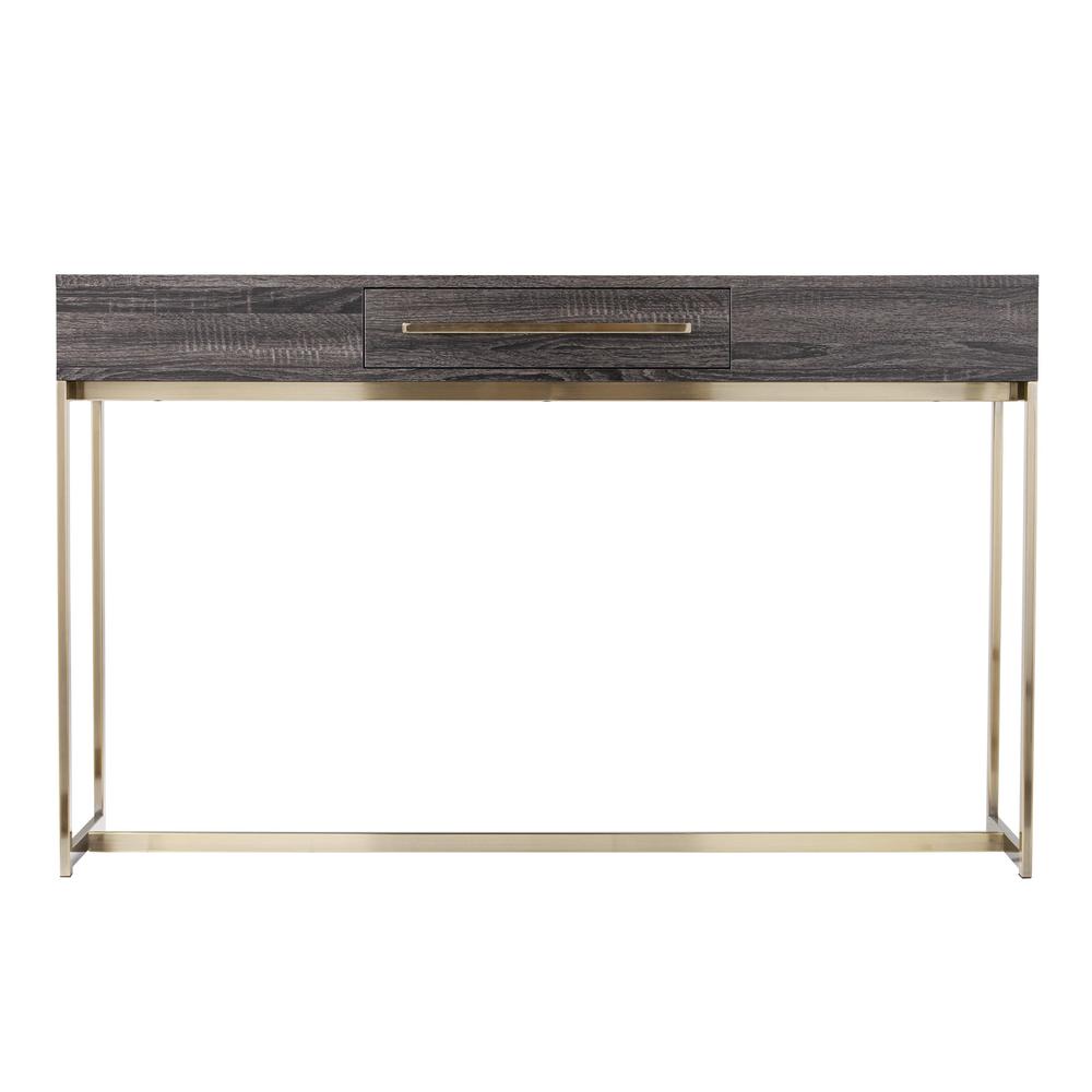 48" Gray and Gold Sled Console Table With Storage. Picture 2