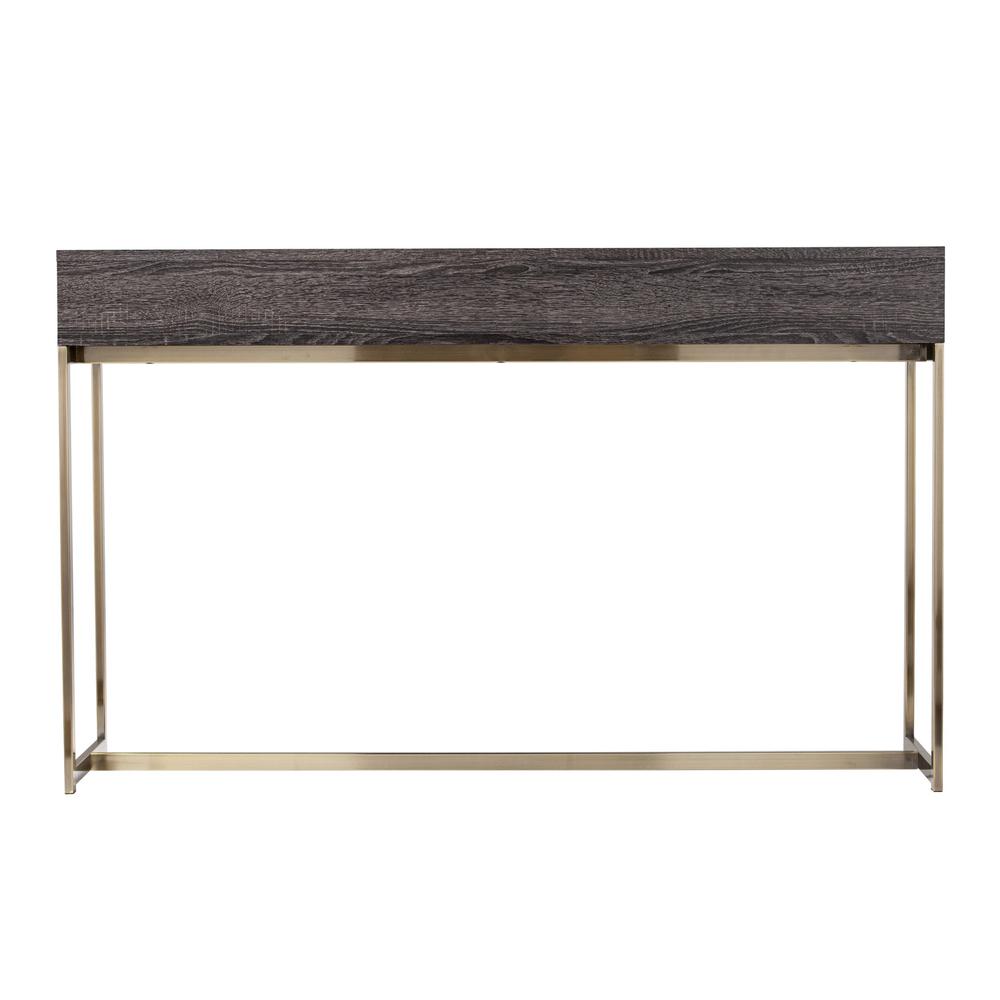 48" Gray and Gold Sled Console Table With Storage. Picture 4