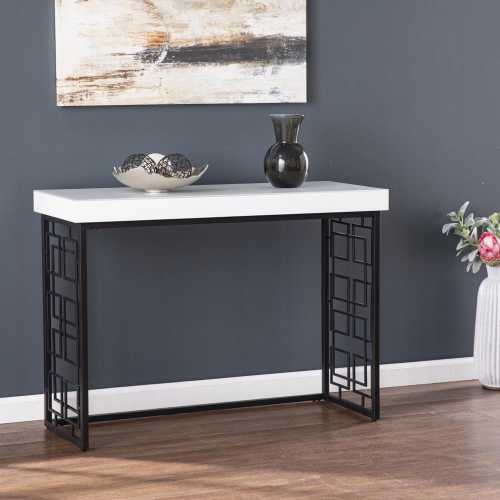 42" White and Black Glass Sled Console Table. Picture 6