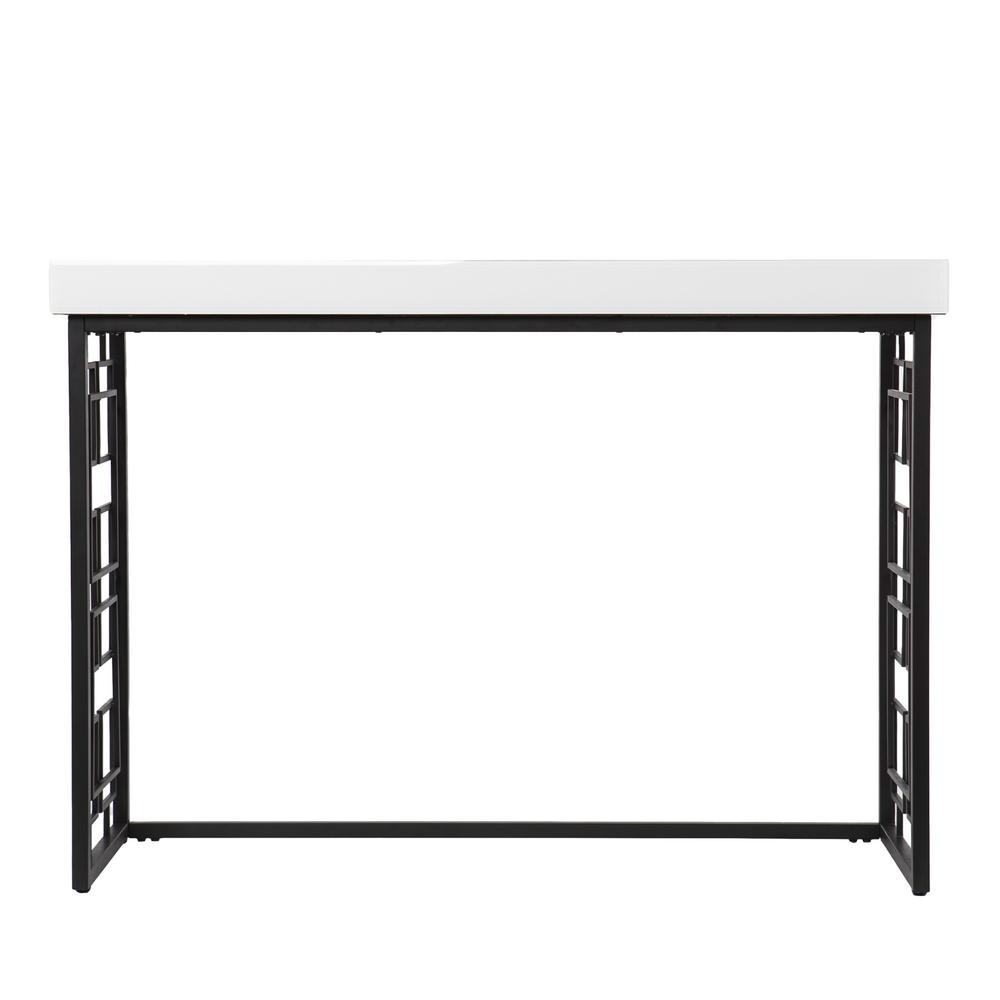 42" White and Black Glass Sled Console Table. Picture 2