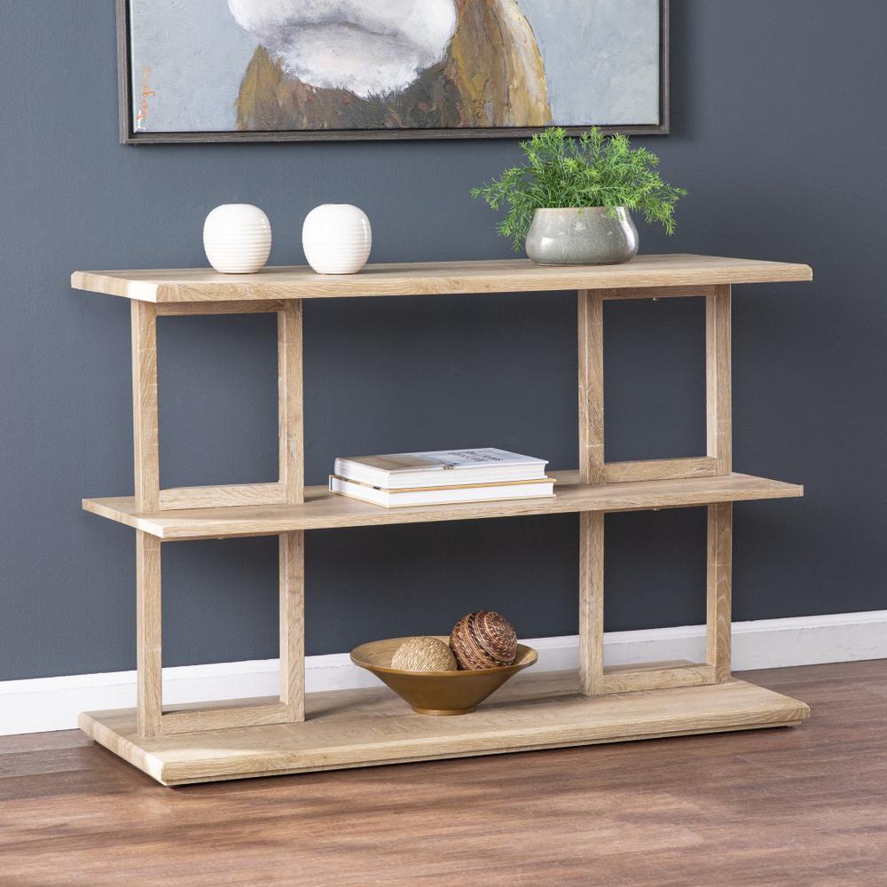 42" Natural Floor Shelf Console Table With Storage. Picture 5