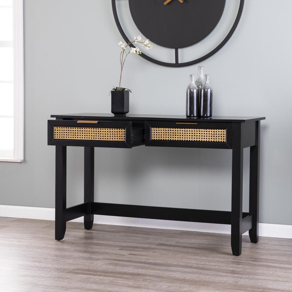 48" Black Console Table With Storage. Picture 9