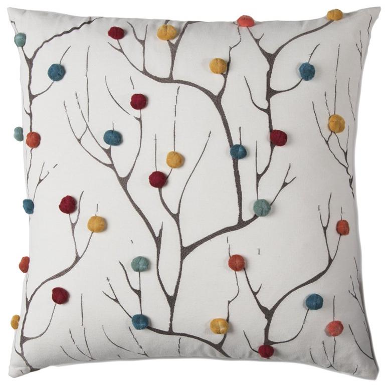 Colorful Pompom Branches Throw Pillow. Picture 3
