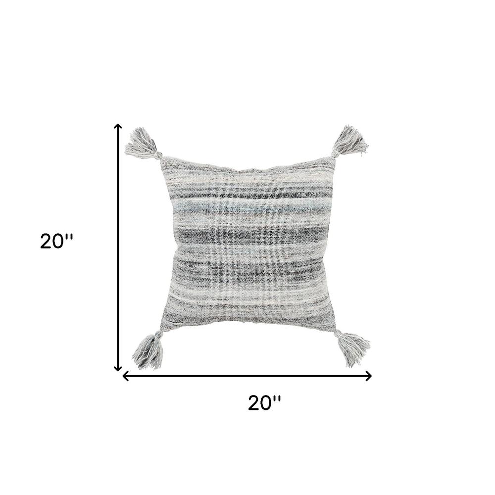 Charcoal Gray Boho Weave Indoor Outdoor Throw Pillow. Picture 5