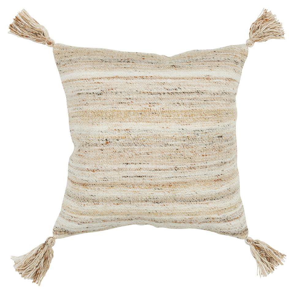 Sand Ivory Boho Weave Indoor Outdoor Throw Pillow. Picture 1