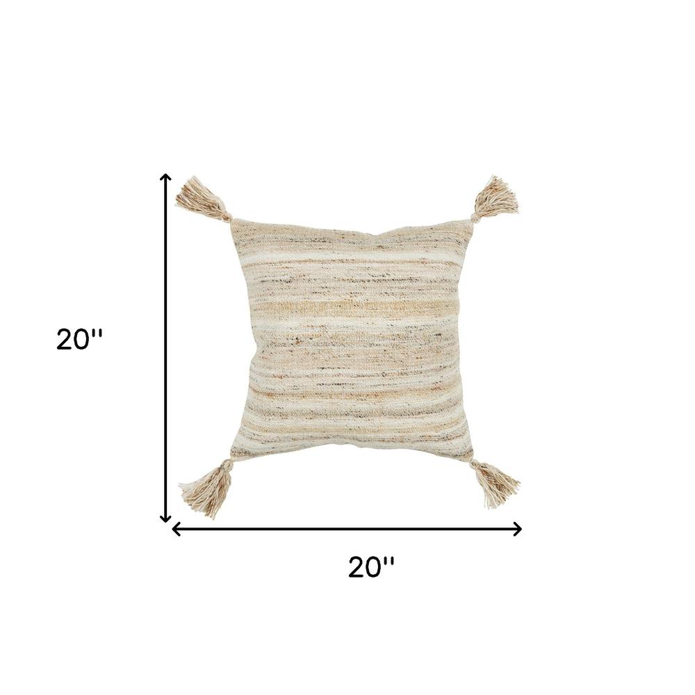 Sand Ivory Boho Weave Indoor Outdoor Throw Pillow. Picture 5