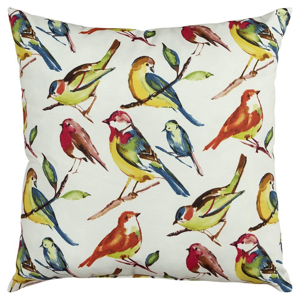 Multicolored Sparrow Indoor Outdoor Throw Pillow. Picture 1