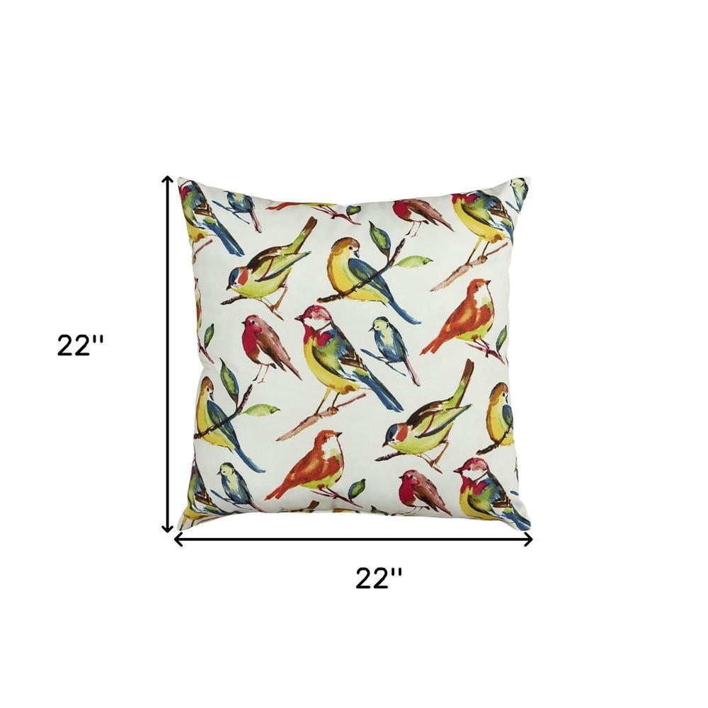 Multicolored Sparrow Indoor Outdoor Throw Pillow. Picture 5