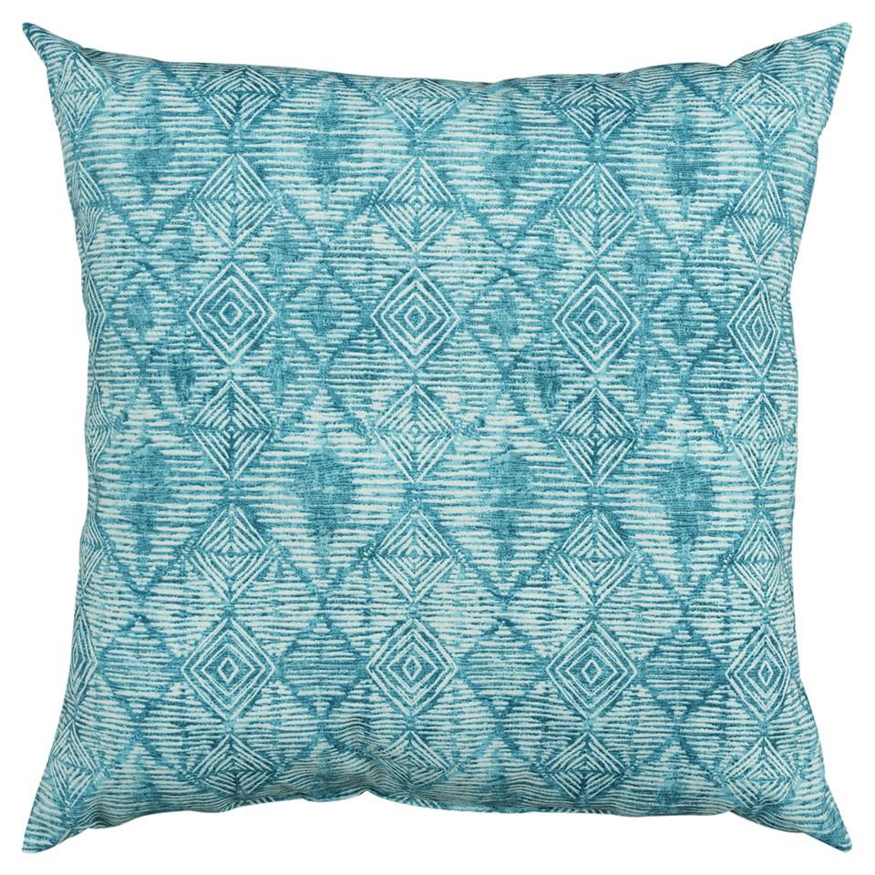 22" Teal Nested Diamonds Indoor Outdoor Throw Pillow. Picture 1