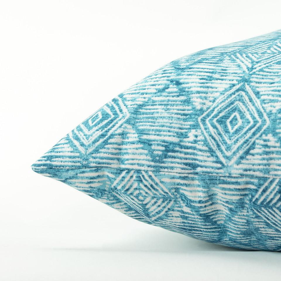 22" Teal Nested Diamonds Indoor Outdoor Throw Pillow. Picture 2