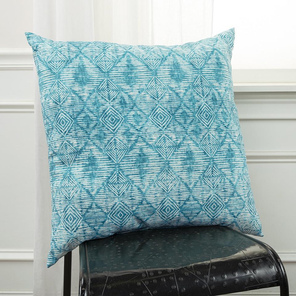 22" Teal Nested Diamonds Indoor Outdoor Throw Pillow. Picture 3