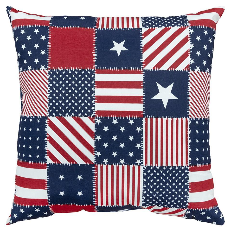 Red Blue American Flag Indoor Outdoor Throw Pillow. Picture 1
