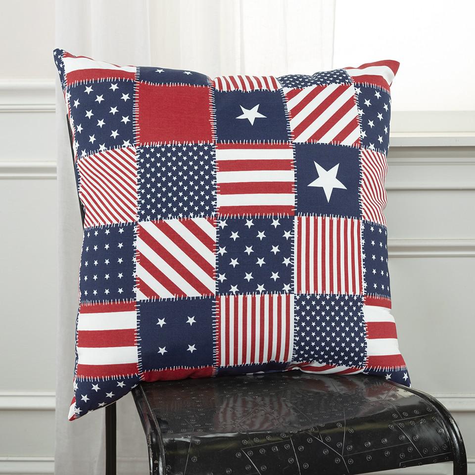 Red Blue American Flag Indoor Outdoor Throw Pillow. Picture 4