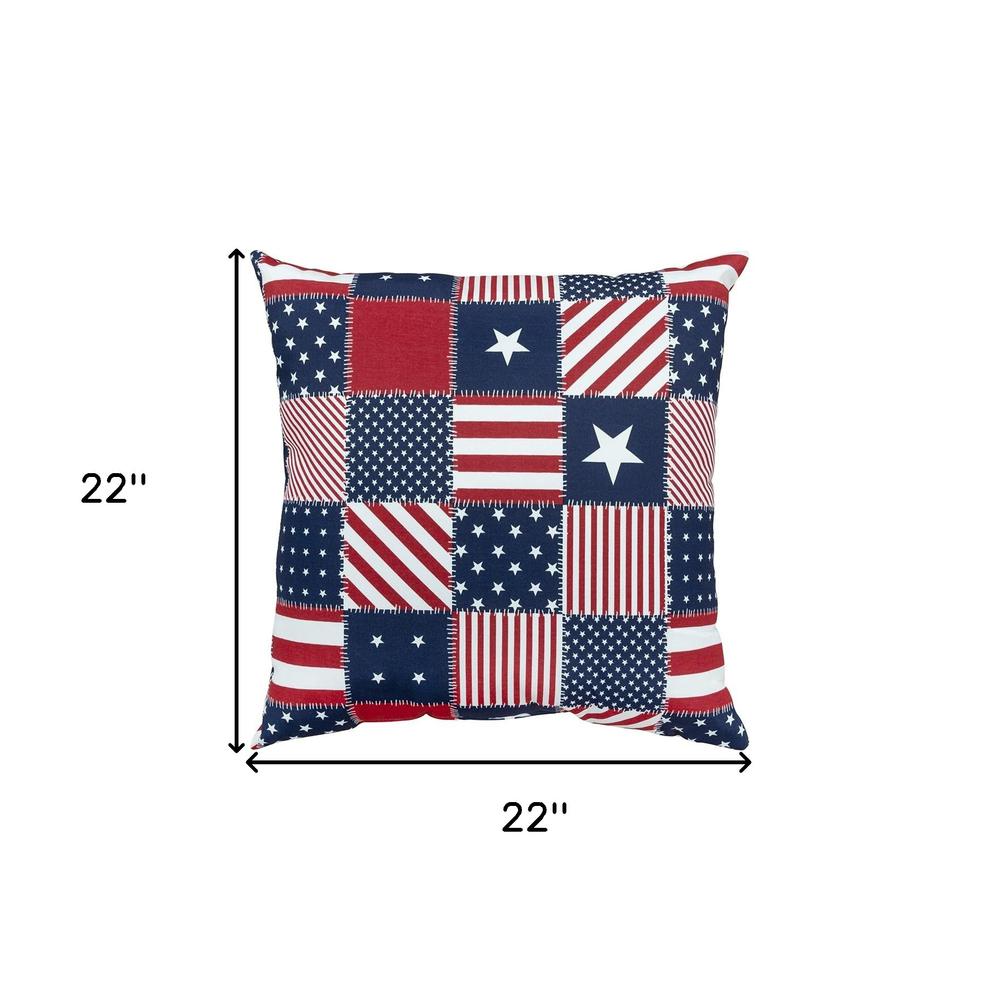 Red Blue American Flag Indoor Outdoor Throw Pillow. Picture 5