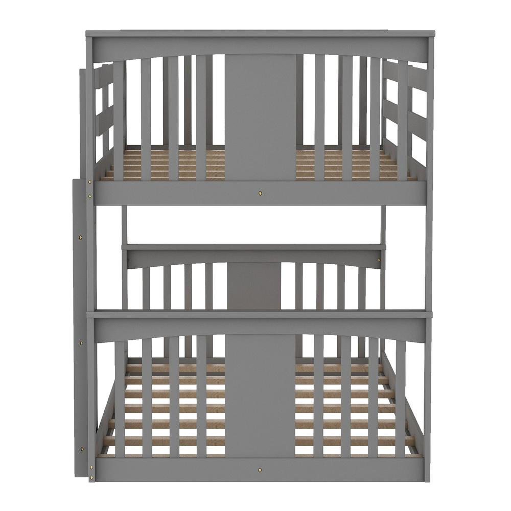 Gray Classic Twin Over Twin Bunk Bed with Ladder. Picture 2