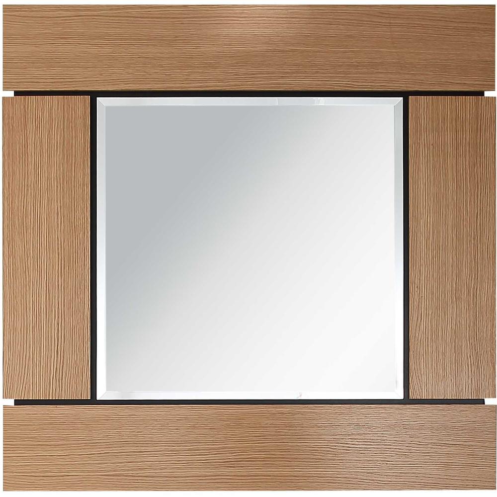35" Brown Square Accent Wood Mirror. Picture 6