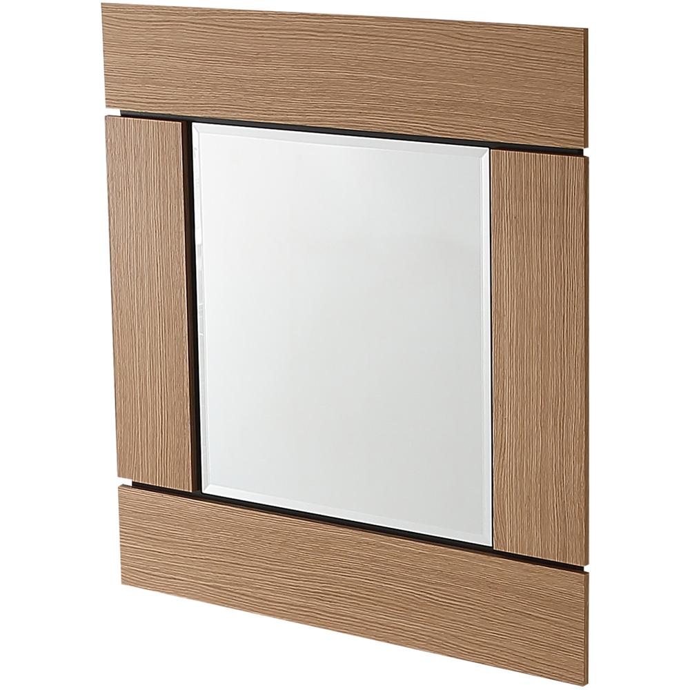 35" Brown Square Accent Wood Mirror. Picture 1