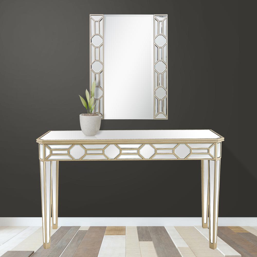 35" Champagne Accent Wood Framed Mirror. Picture 9