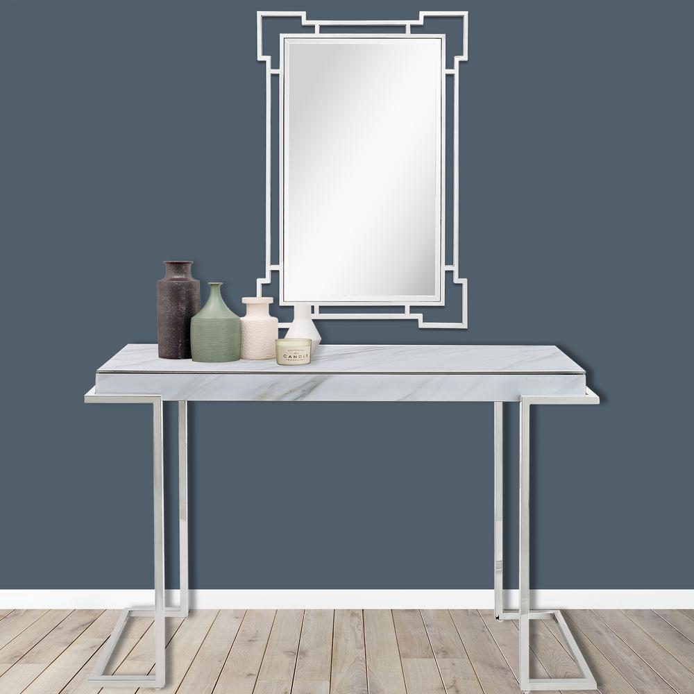 42" Silver Accent Wood Mirror. Picture 8