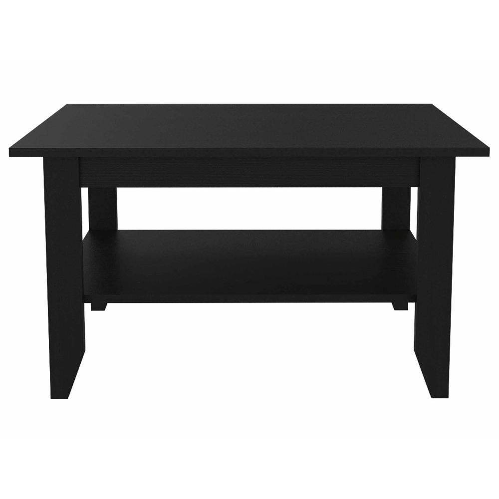 Modern Jet Black Coffee Table with Shelf. Picture 2