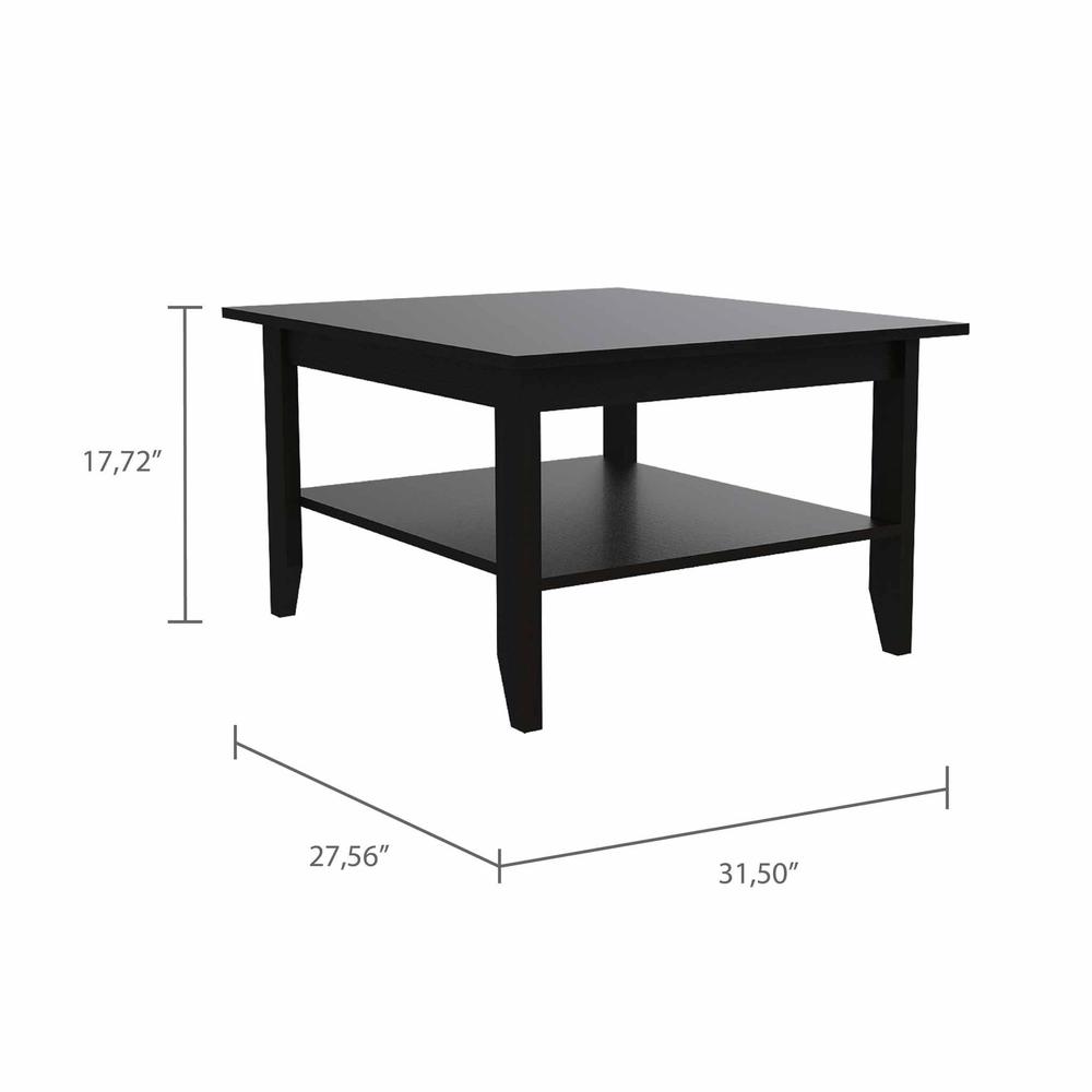 Modern Jet Black Coffee Table with Shelf. Picture 3