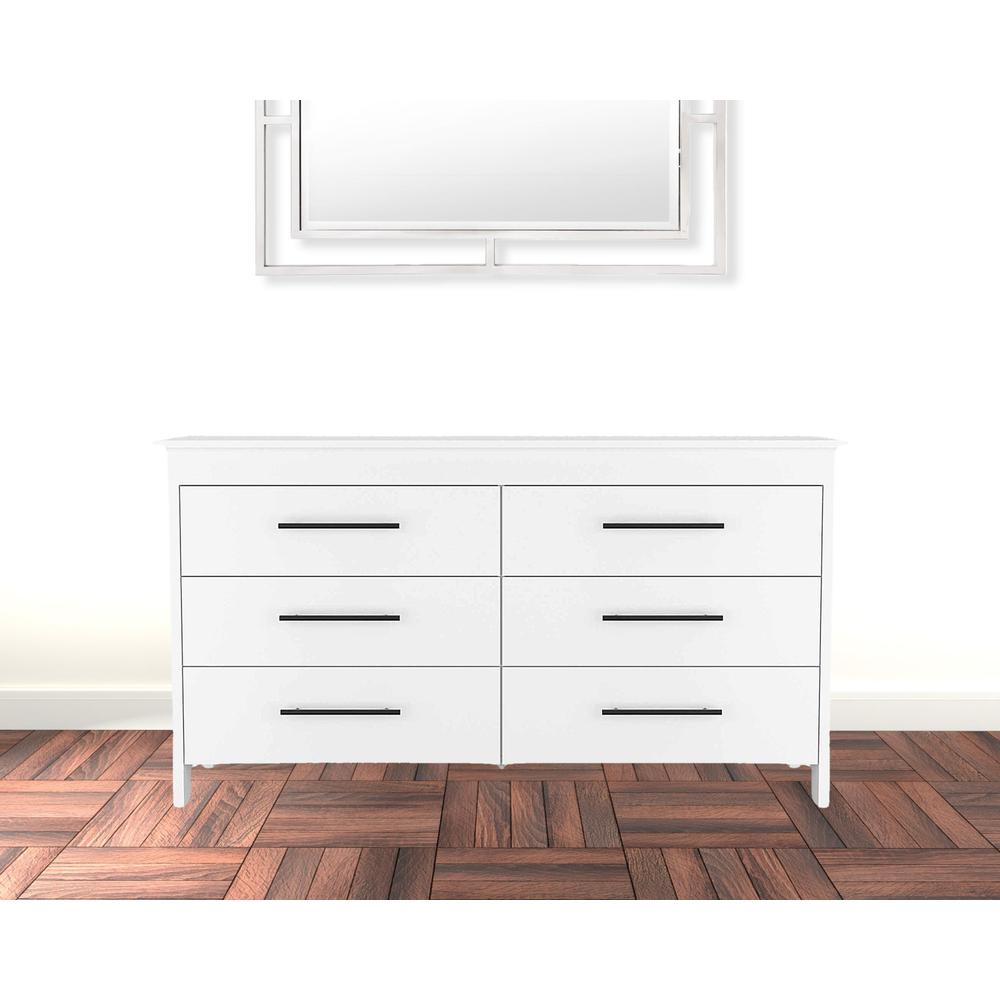59" White Six Drawer Double Dresser. Picture 2