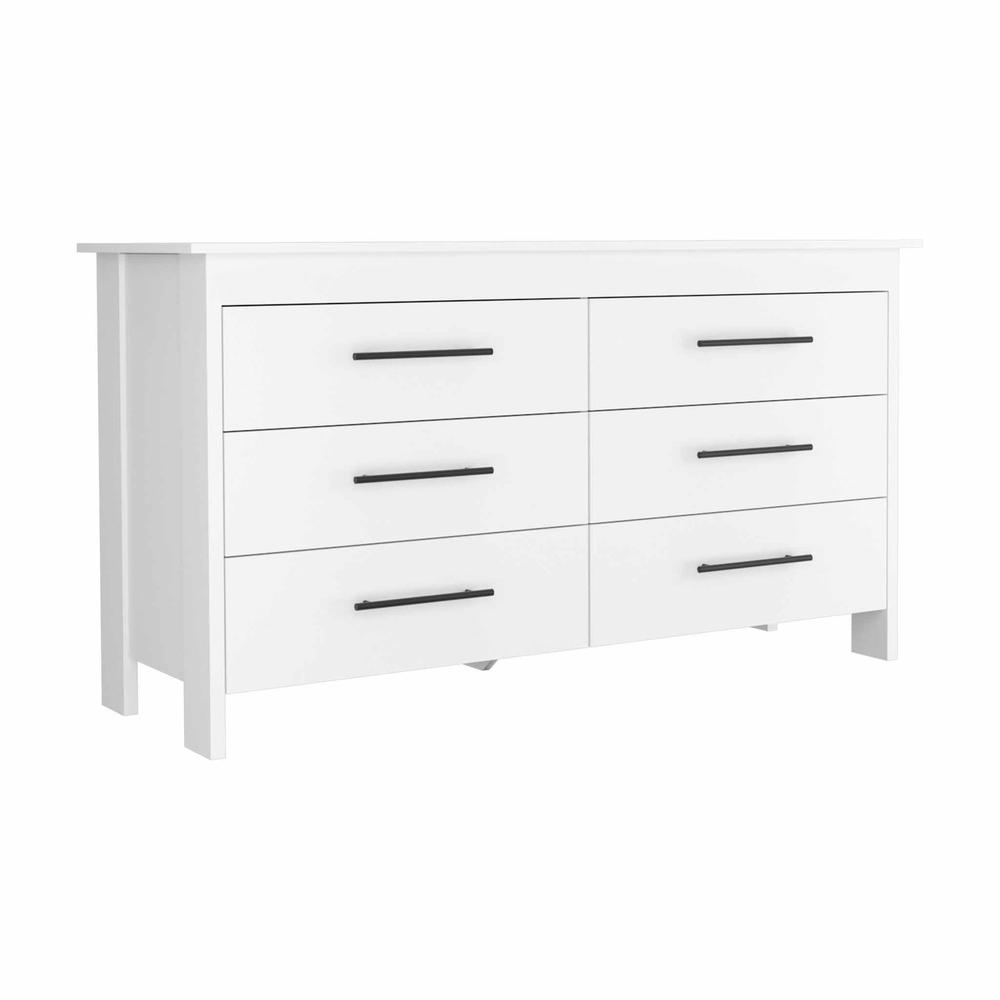 59" White Six Drawer Double Dresser. Picture 3